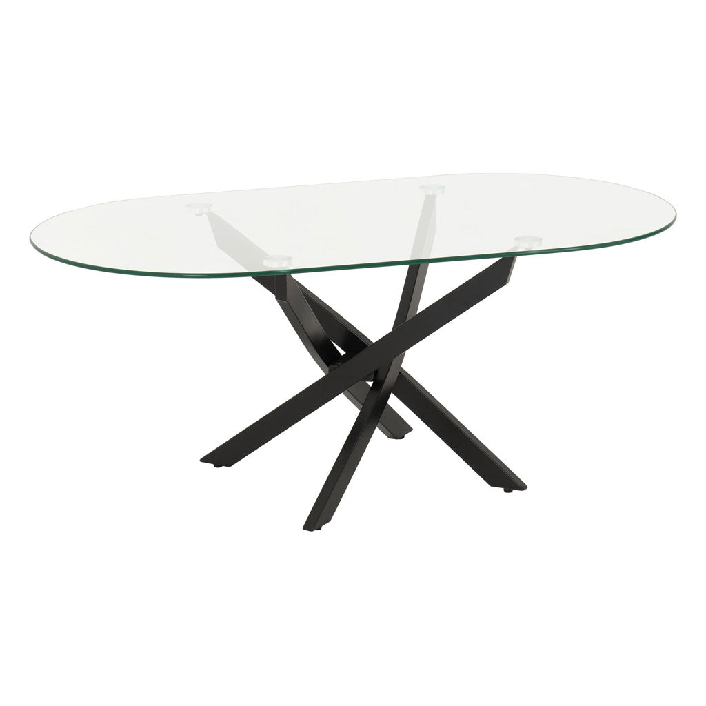 Clear Glass Coffee Table Oval With Metal Legs - Sheldon
