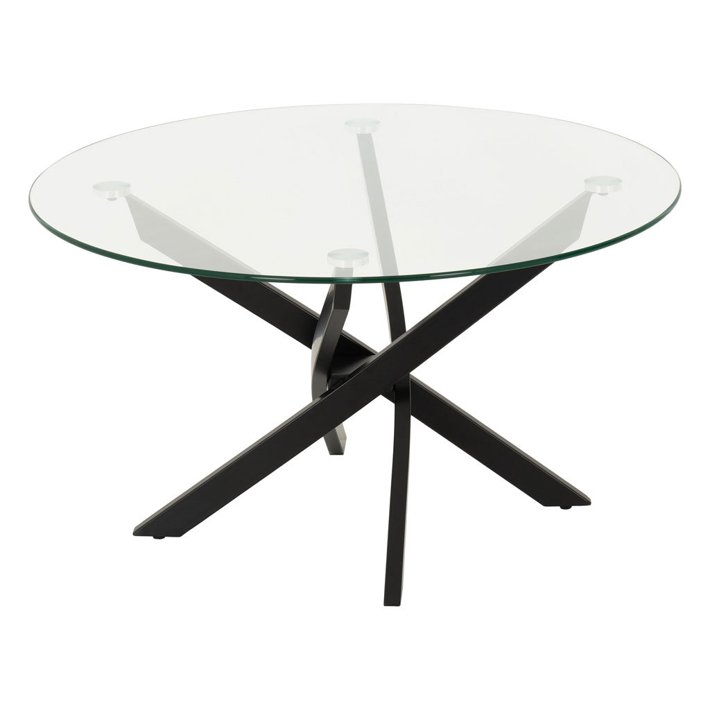Clear Glass Coffee Table Round With Metal Legs - Sheldon