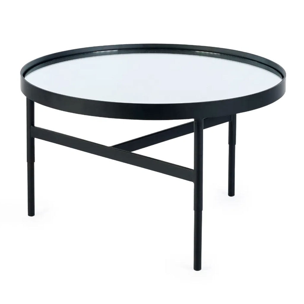 Clear Glass Coffee Table With Metal Frame Round - Franki