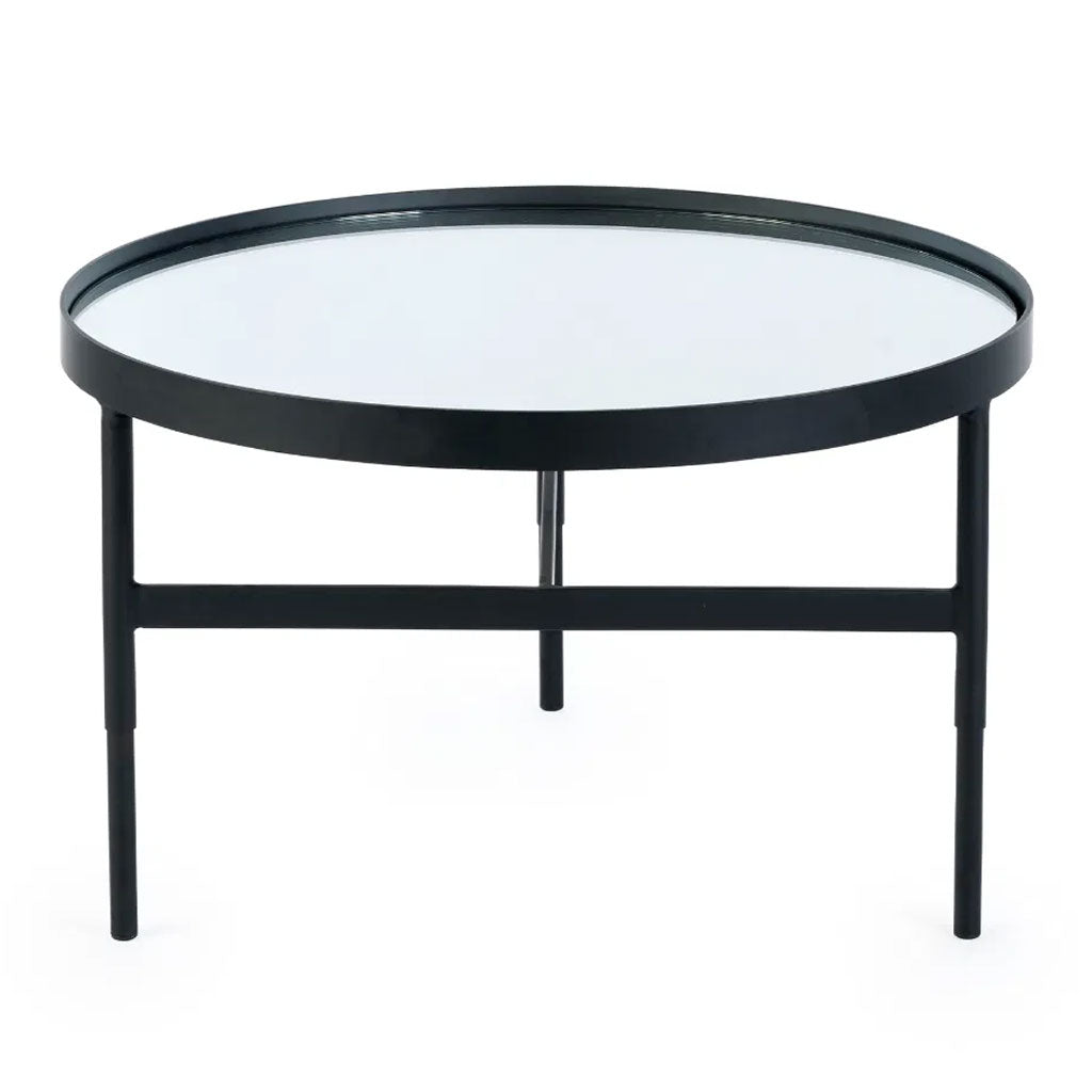 Clear Glass Coffee Table With Metal Frame Round - Franki