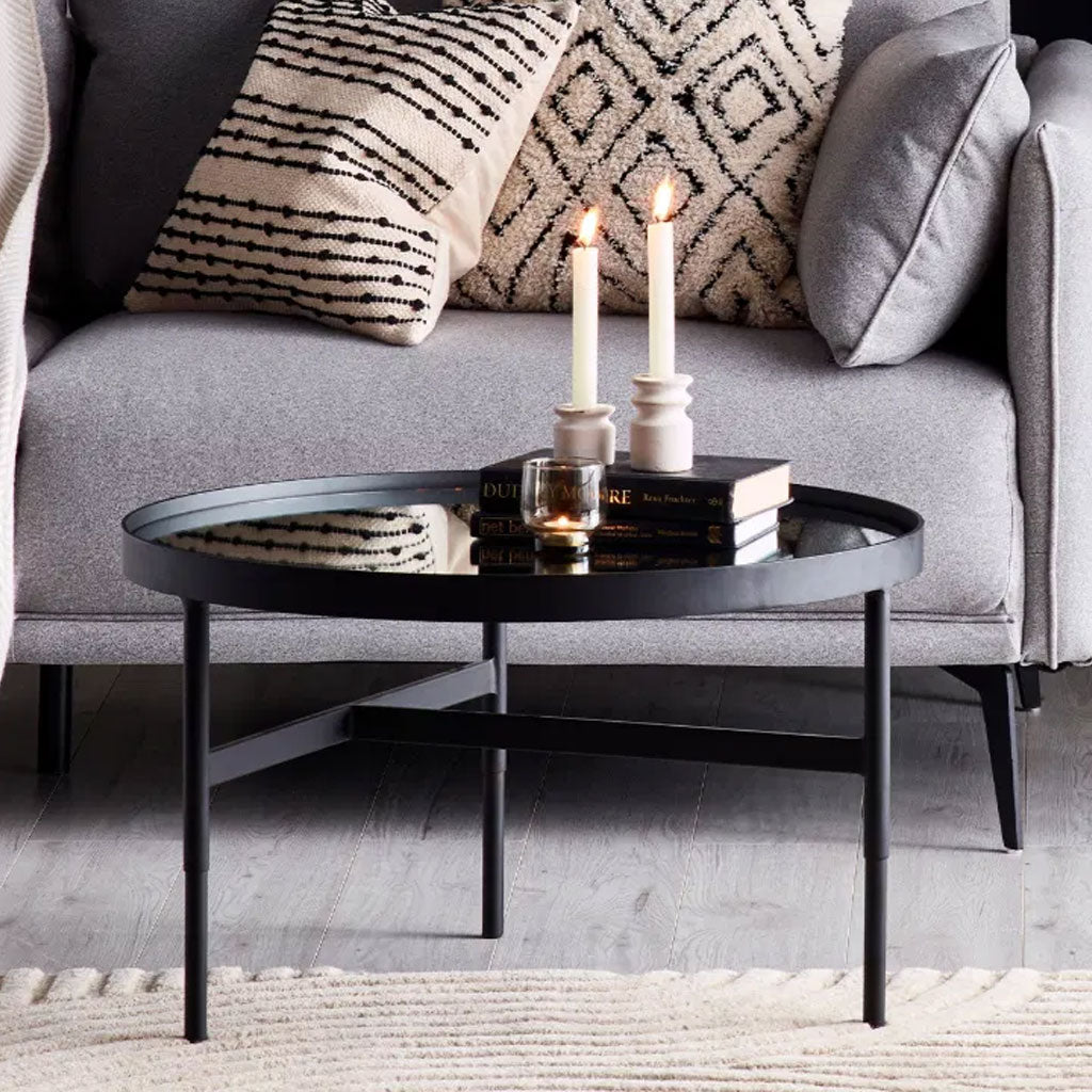 Clear Glass Coffee Table With Metal Frame Round - Franki