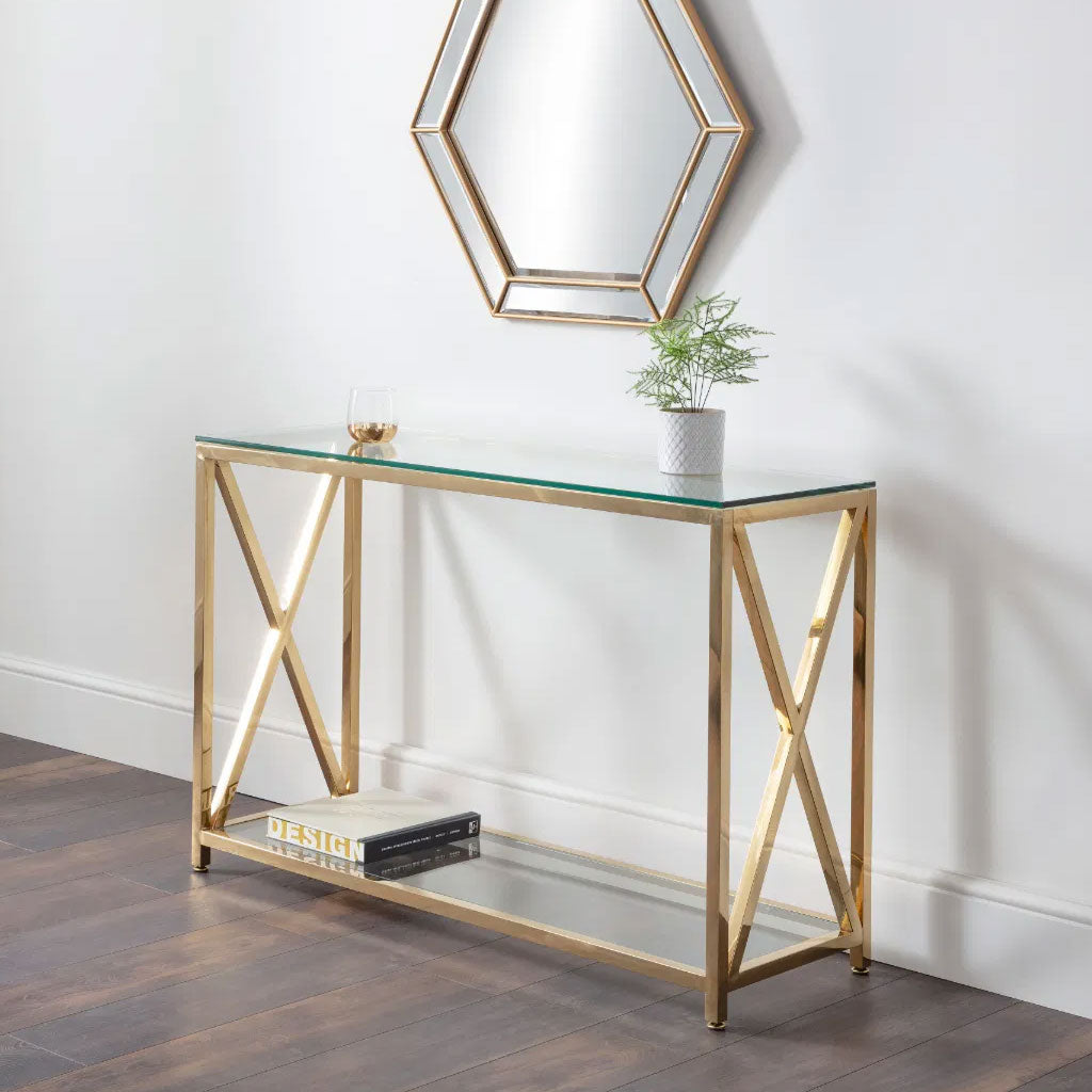 Clear Glass Console Table Rectangular - Miami
