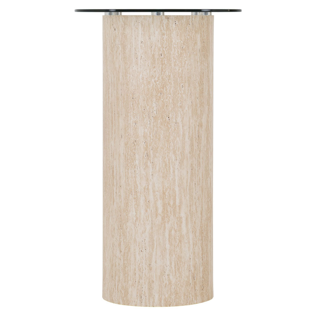 Clear Glass Console Table With Cream Marble Effect Base - Modena