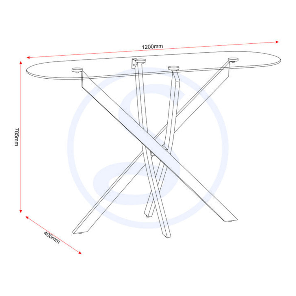 Clear Glass Console Table With Metal Legs - Sheldon