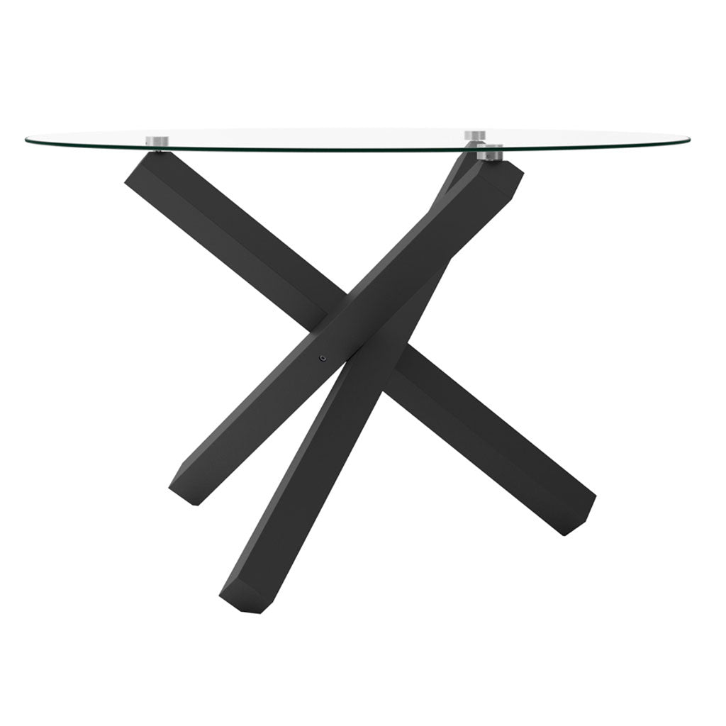 Clear Glass Dining Table for 4 People Round - Capri