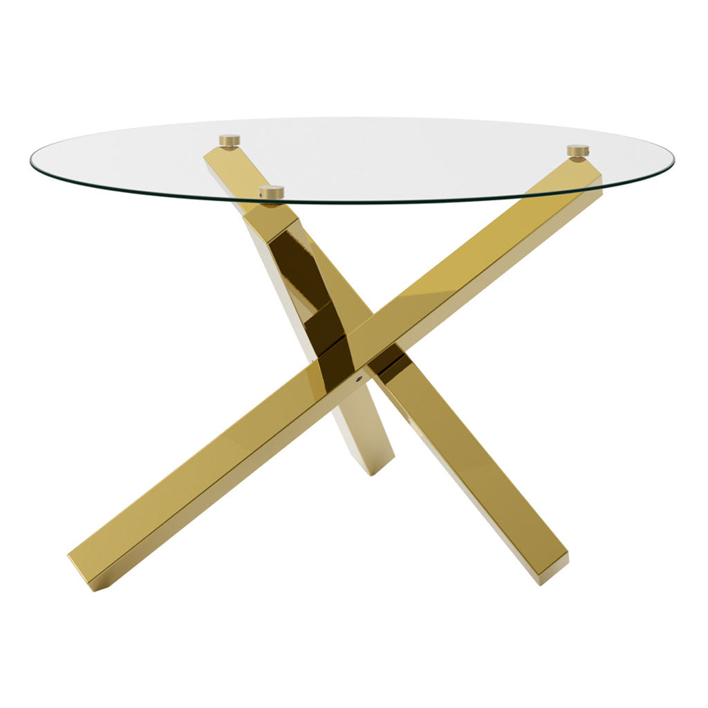 Clear Glass Dining Table for 4 People Round - Capri