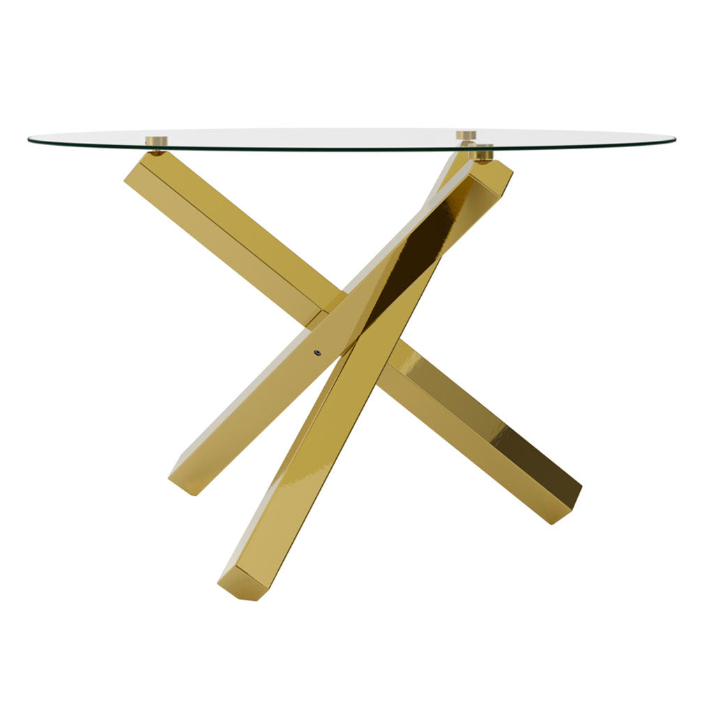 Clear Glass Dining Table for 4 People Round - Capri