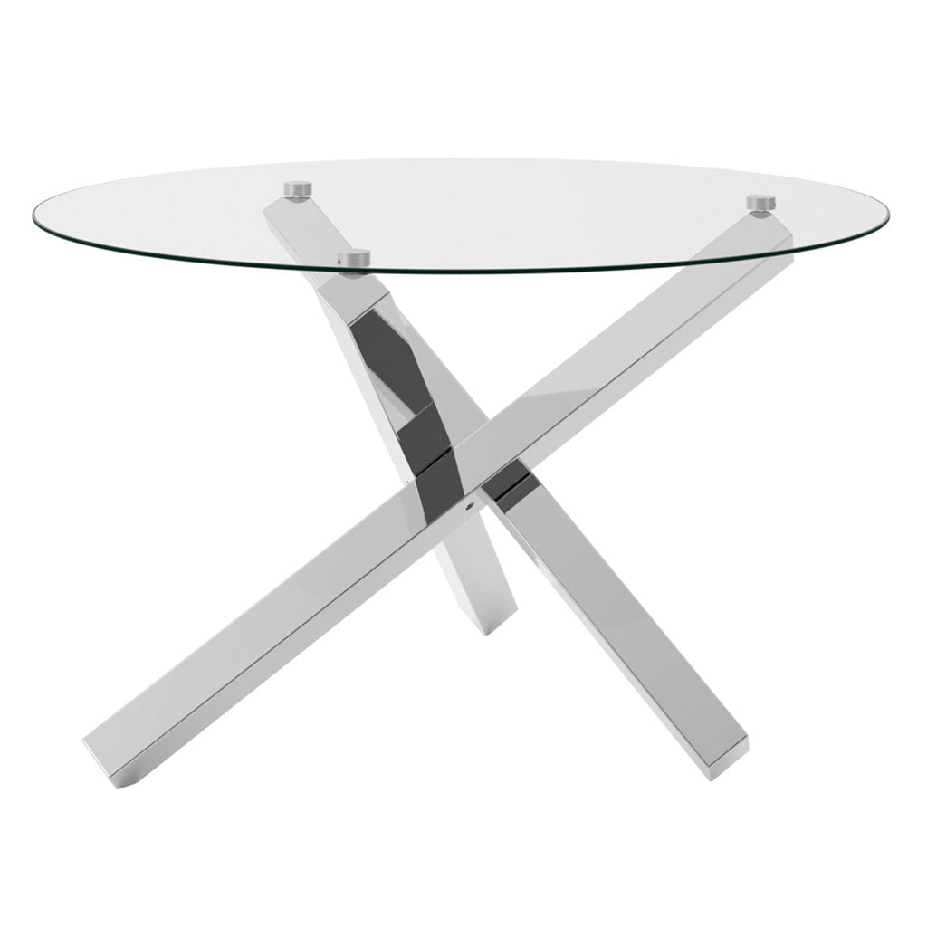 Clear Glass Dining Table for 4 People Round - Capri