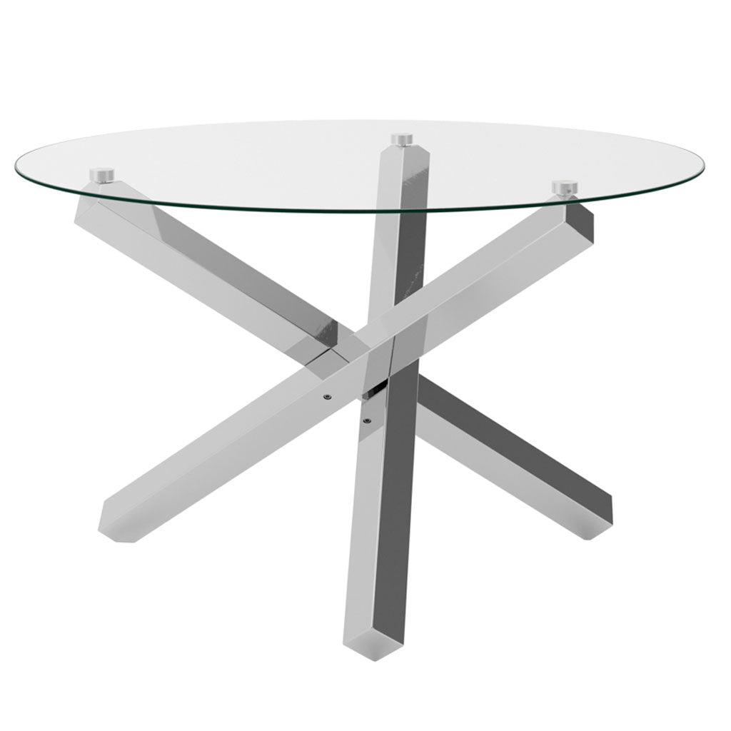 Clear Glass Dining Table for 4 People Round - Capri