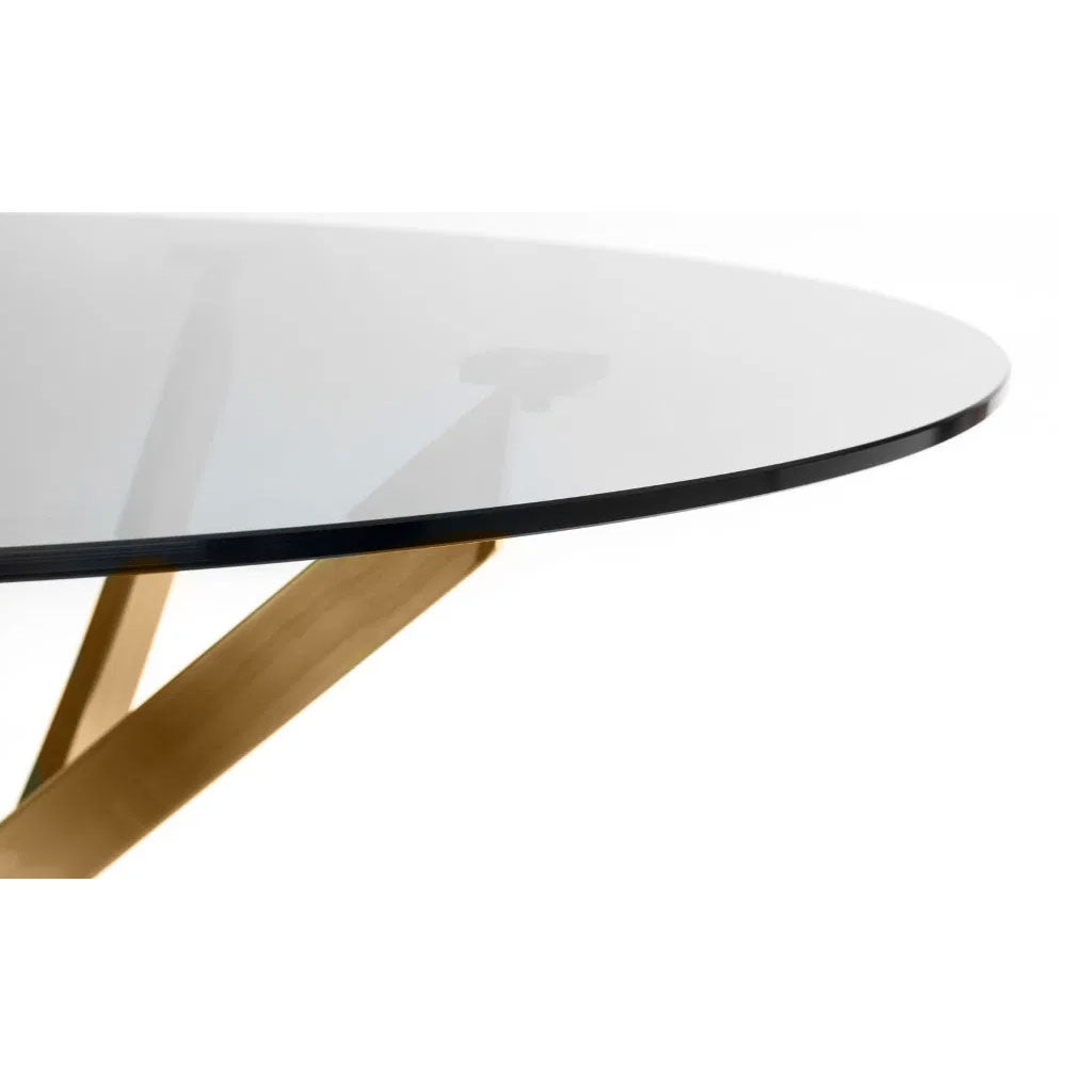 Clear Glass Dining Table for 4 People Round - Montero