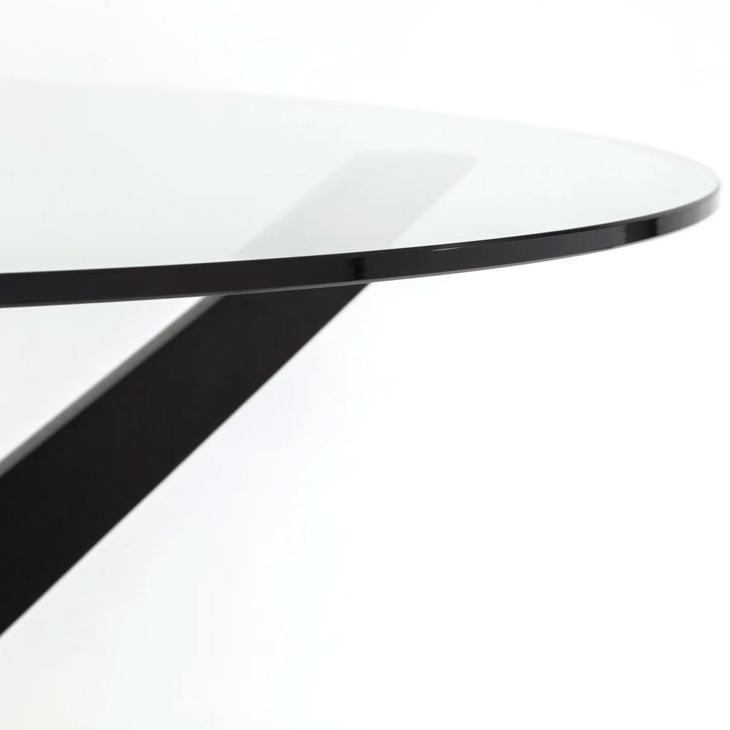 Clear Glass Dining Table for 4 People With Black Legs - Hayden