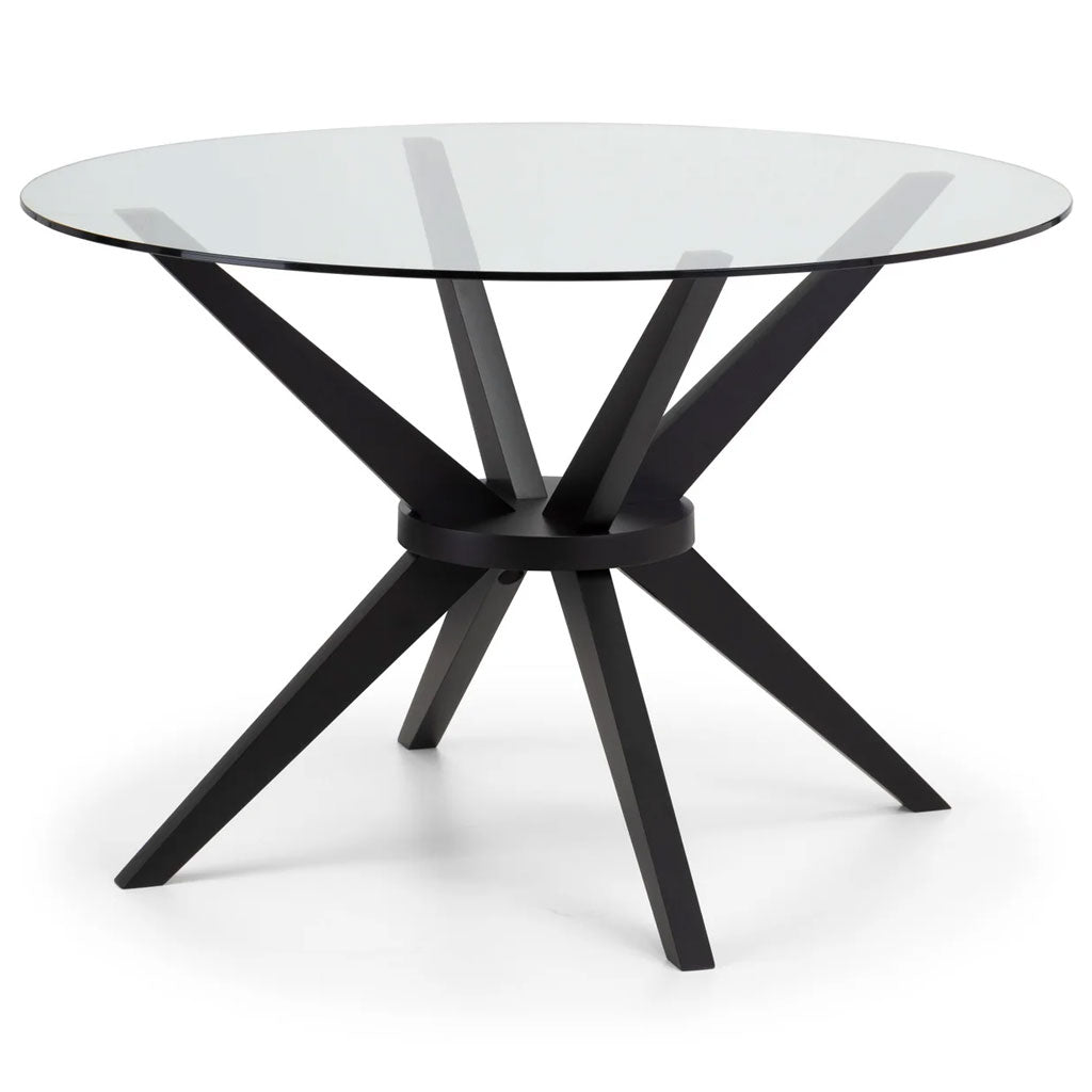 Clear Glass Dining Table for 4 People With Black Legs - Hayden