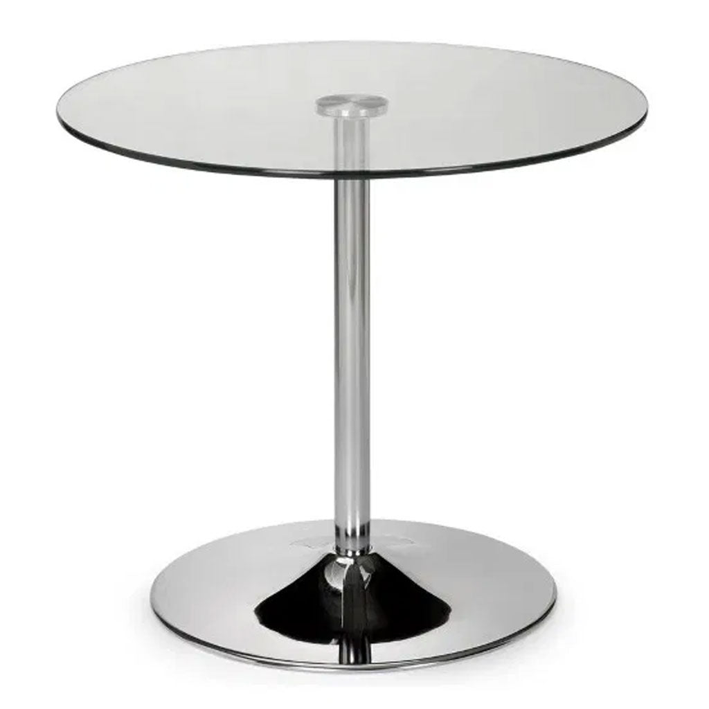 Clear Glass Dining Table for 4 People With Chrome Base - Kudos