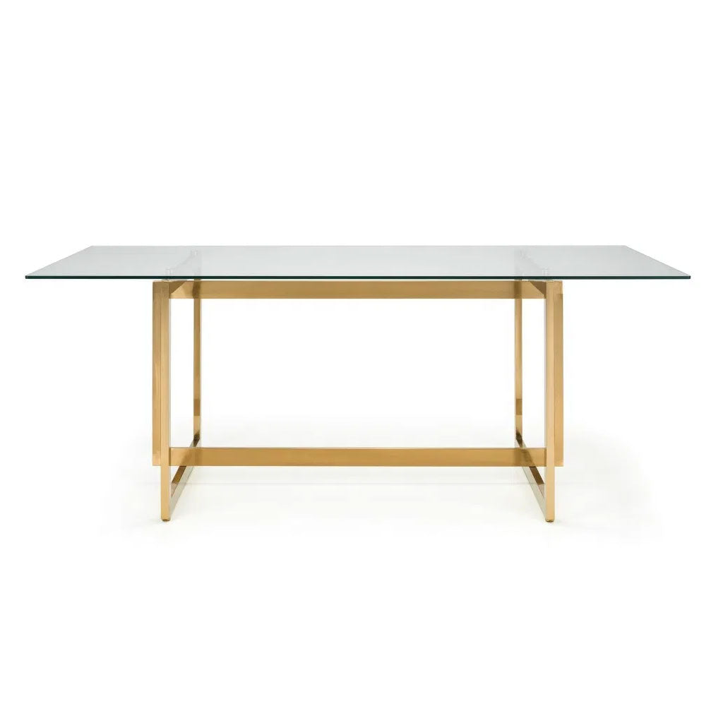 Clear Glass Dining Table for 6 People Rectangular - Minori