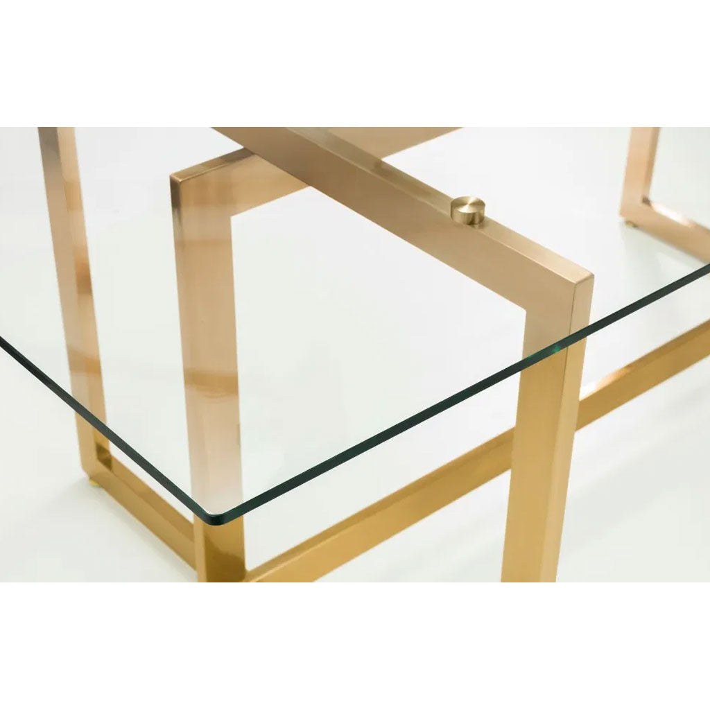 Clear Glass Dining Table for 6 People Rectangular - Minori