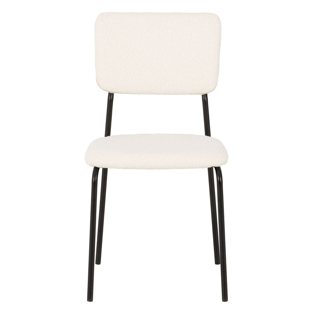 Clear Glass Dining Table With 4 Boucle Fabric Dining Chairs - Sheldon