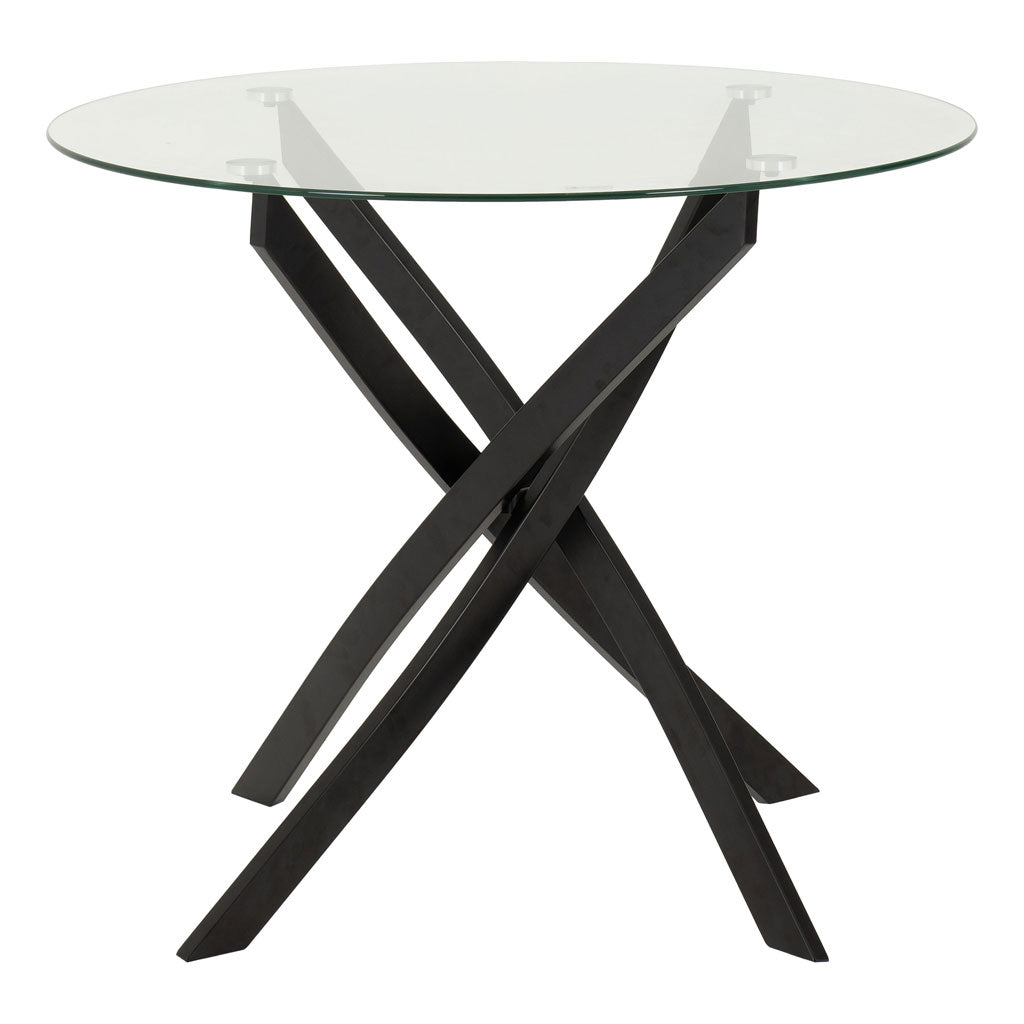 Clear Glass Dining Table With 4 Velvet Dining Chairs - Sheldon