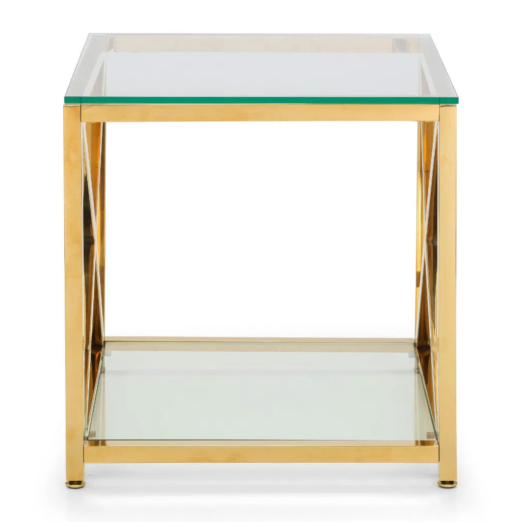 Clear Glass Lamp Table Square - Miami