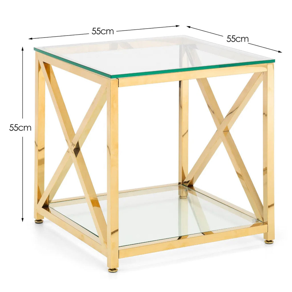 Clear Glass Lamp Table Square - Miami
