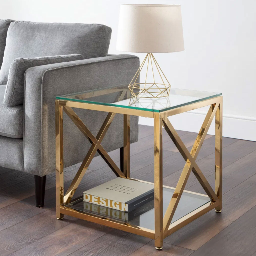 Clear Glass Lamp Table Square - Miami