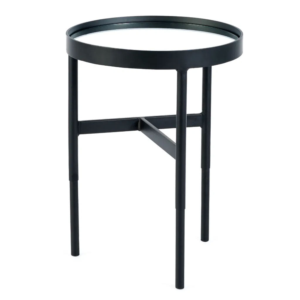 Clear Glass Lamp Table With Metal Frame Round - Franki