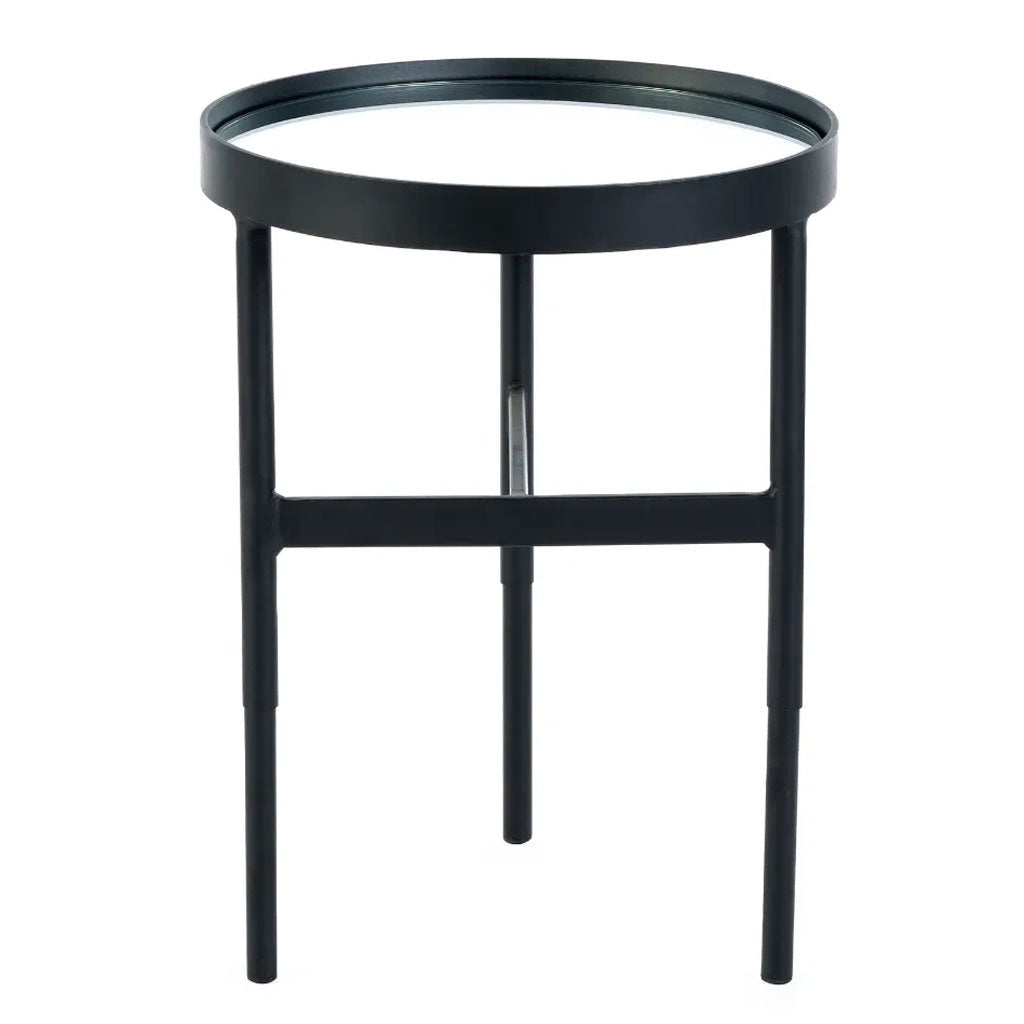 Clear Glass Lamp Table With Metal Frame Round - Franki