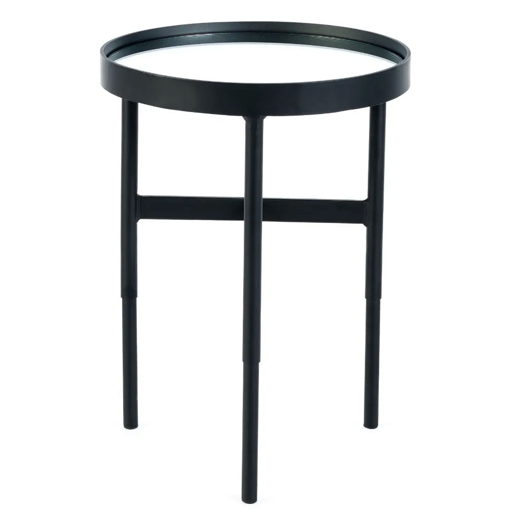 Clear Glass Lamp Table With Metal Frame Round - Franki