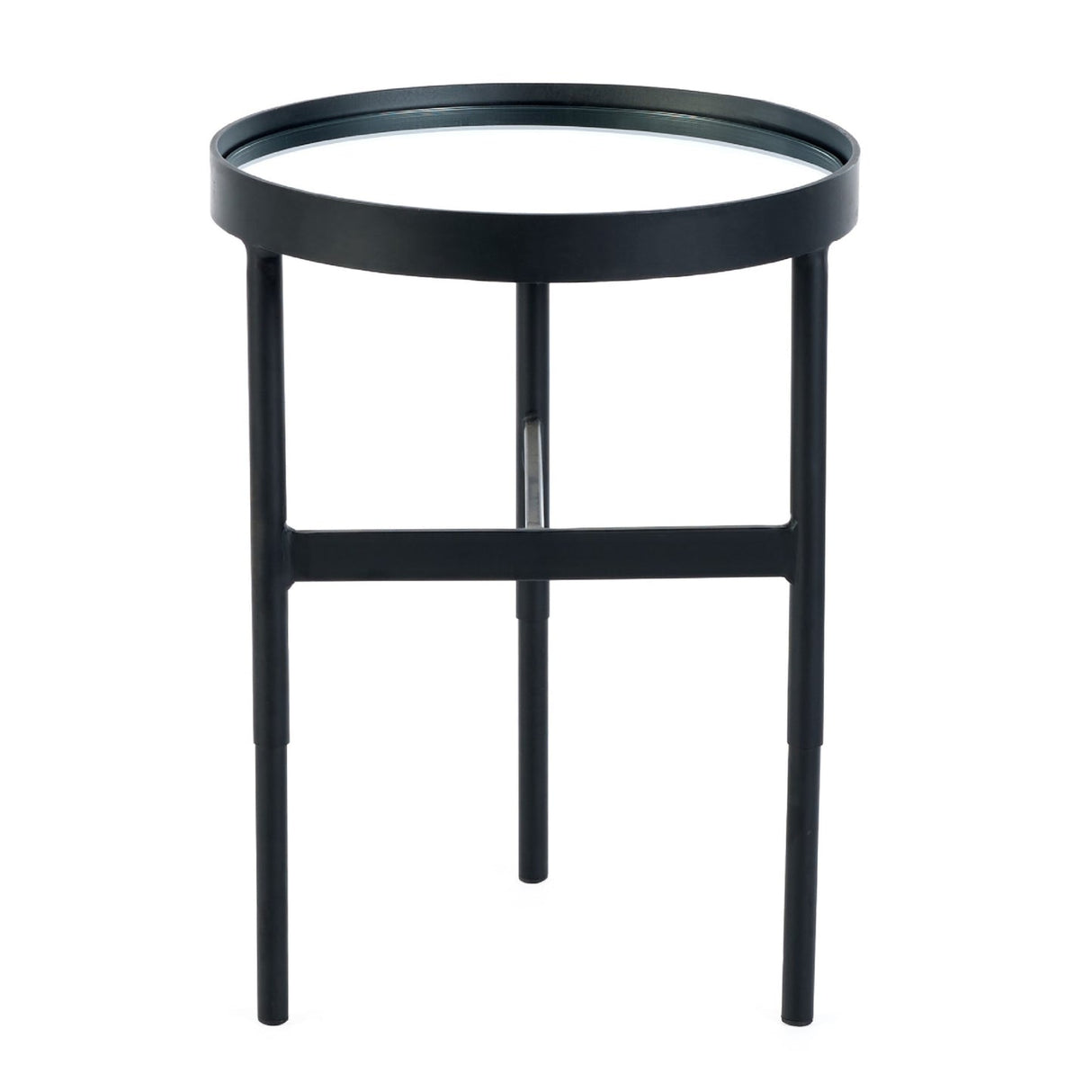 Clear Glass Lamp Table With Metal Frame Round - Franki