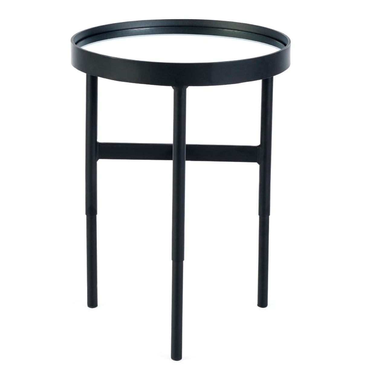 Clear Glass Lamp Table With Metal Frame Round - Franki