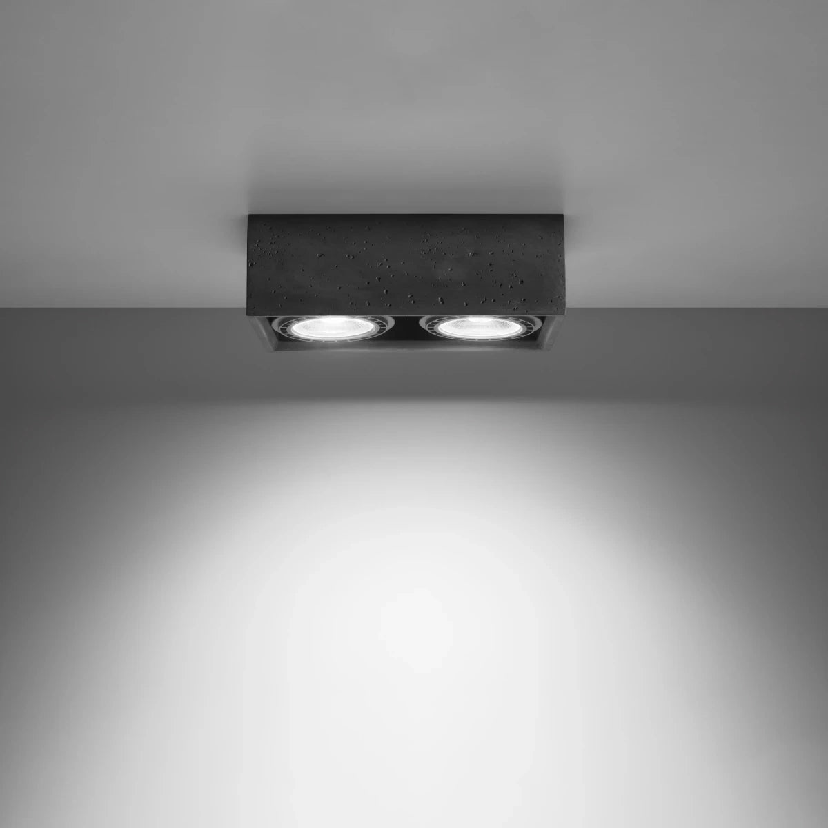 Concrete Ceiling Light With 2 Quatro Lamps - Persian Indigo
