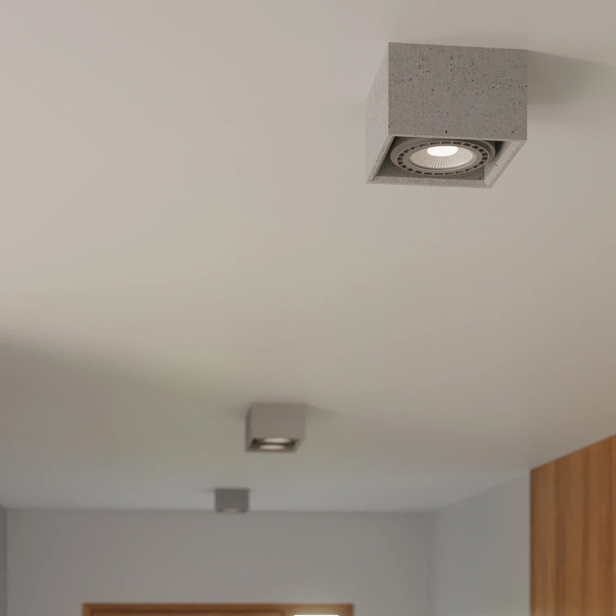 Concrete Ceiling Light With Quatro Lamp - Persian Indigo