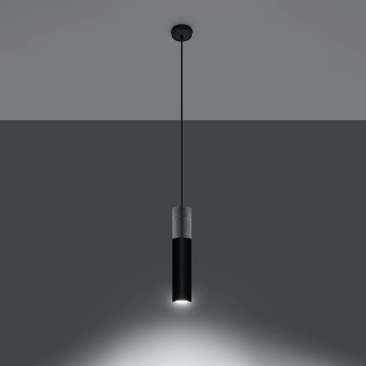 Concrete Pendant Light With Black Borgio 1 Lamp - Persian Indigo