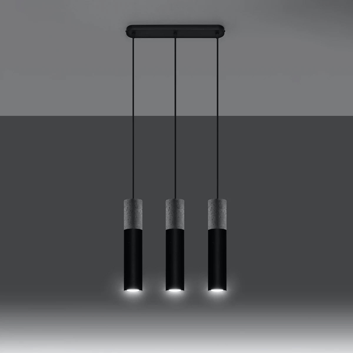 Concrete Pendant Light With Black Borgio 3L Lamp - Persian Indigo