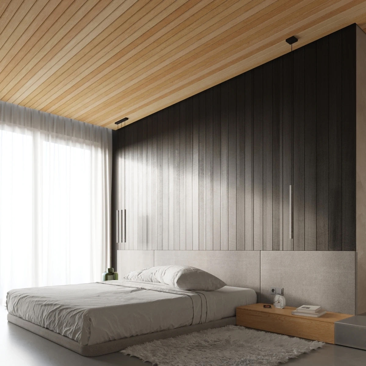 Concrete Pendant Light With Pastelo 3P Lamps - Persian Indigo