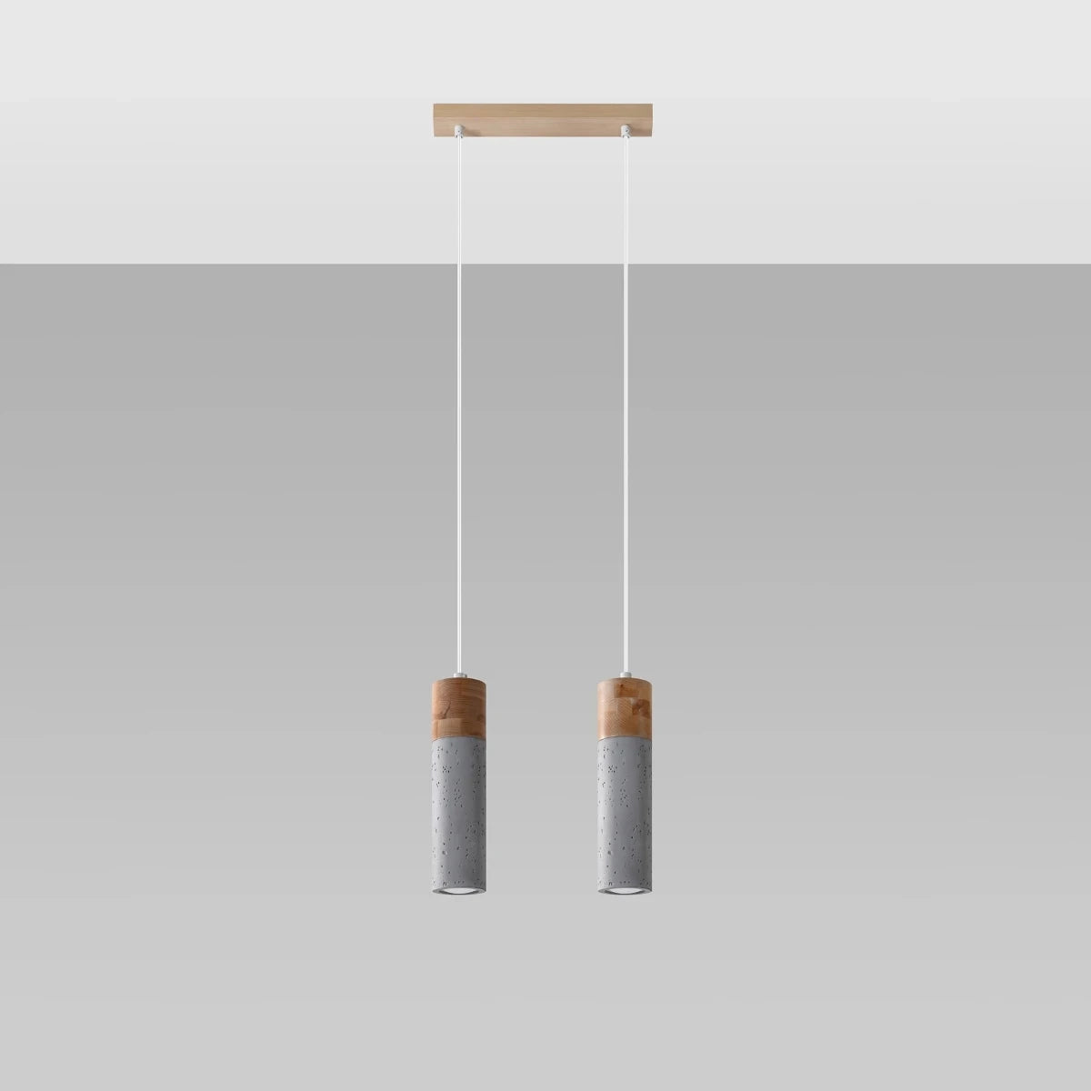 Concrete Pendant Light With Zane 2 Wooden Lamps - Persian Indigo