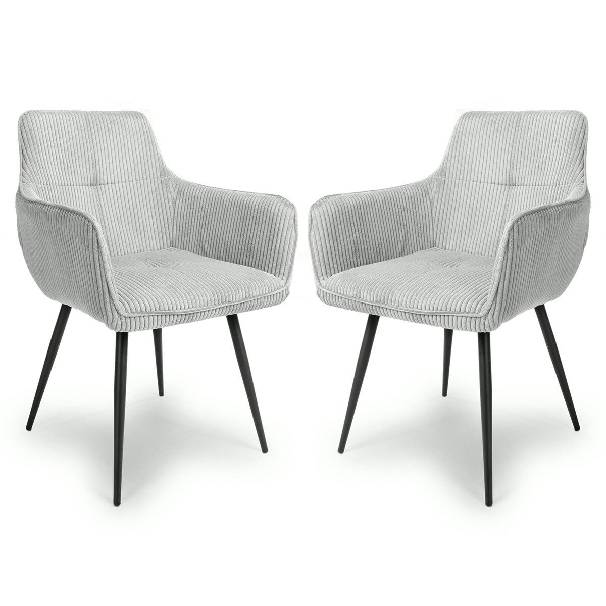Corduroy Fabric Dining Chairs in Set Of 2 With Black Metal Legs - Denver