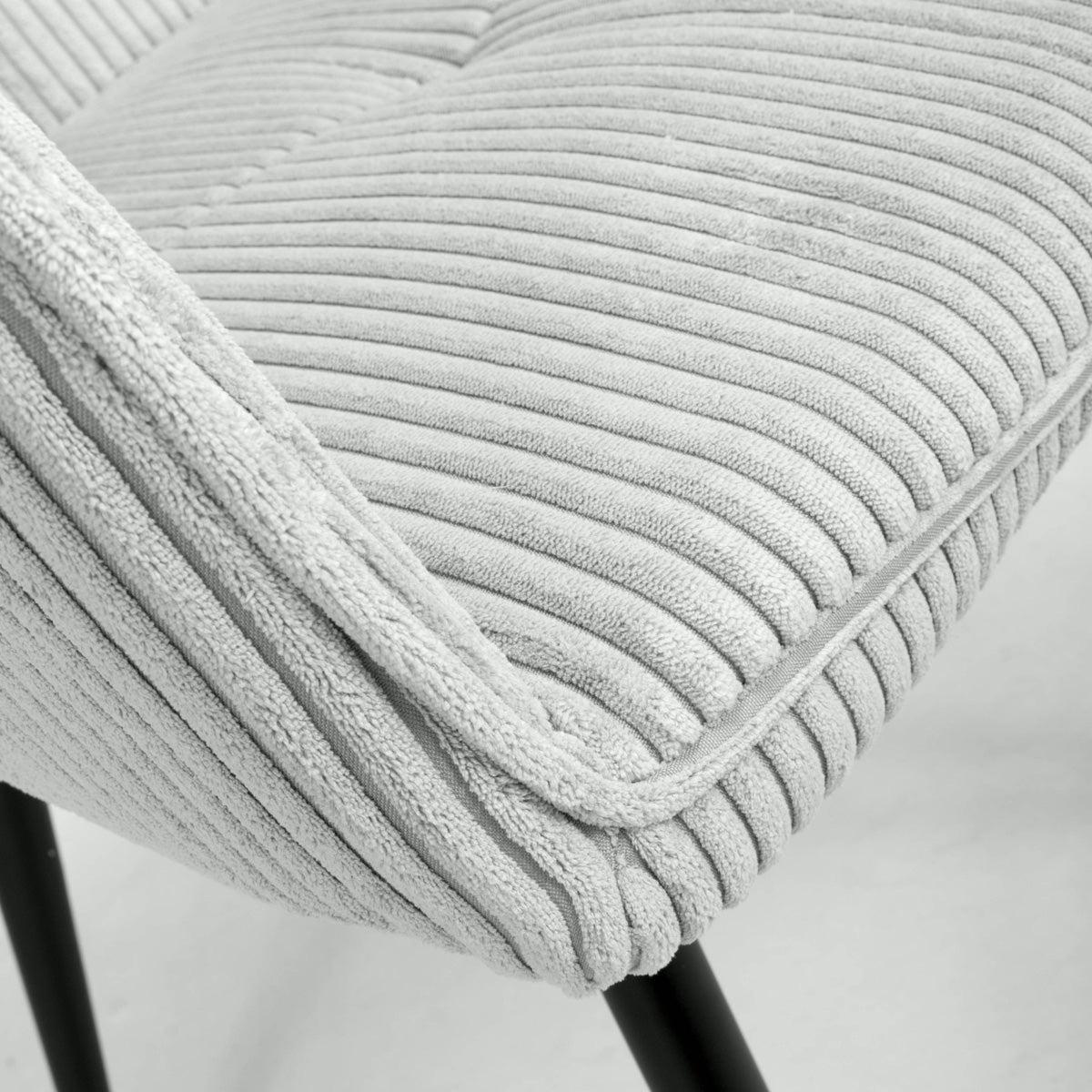 Corduroy Fabric Dining Chairs in Set Of 2 With Black Metal Legs - Denver