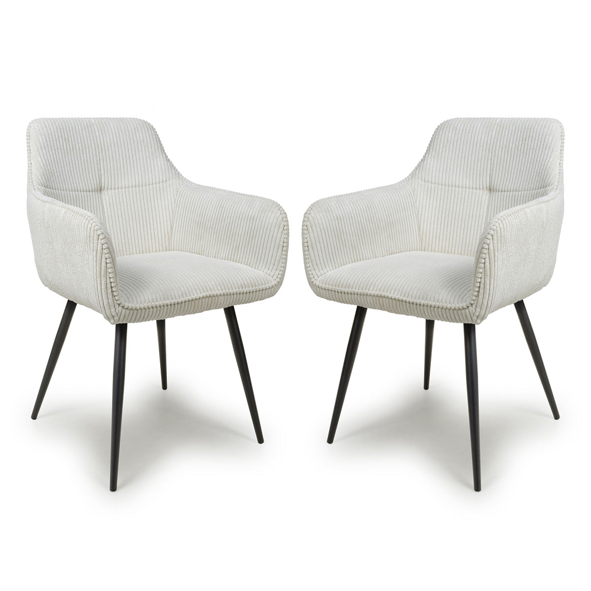 Corduroy Fabric Dining Chairs in Set Of 2 With Black Metal Legs - Denver