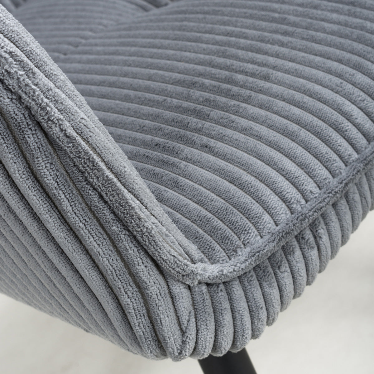 Corduroy Fabric Dining Chairs in Set Of 2 With Black Metal Legs - Denver