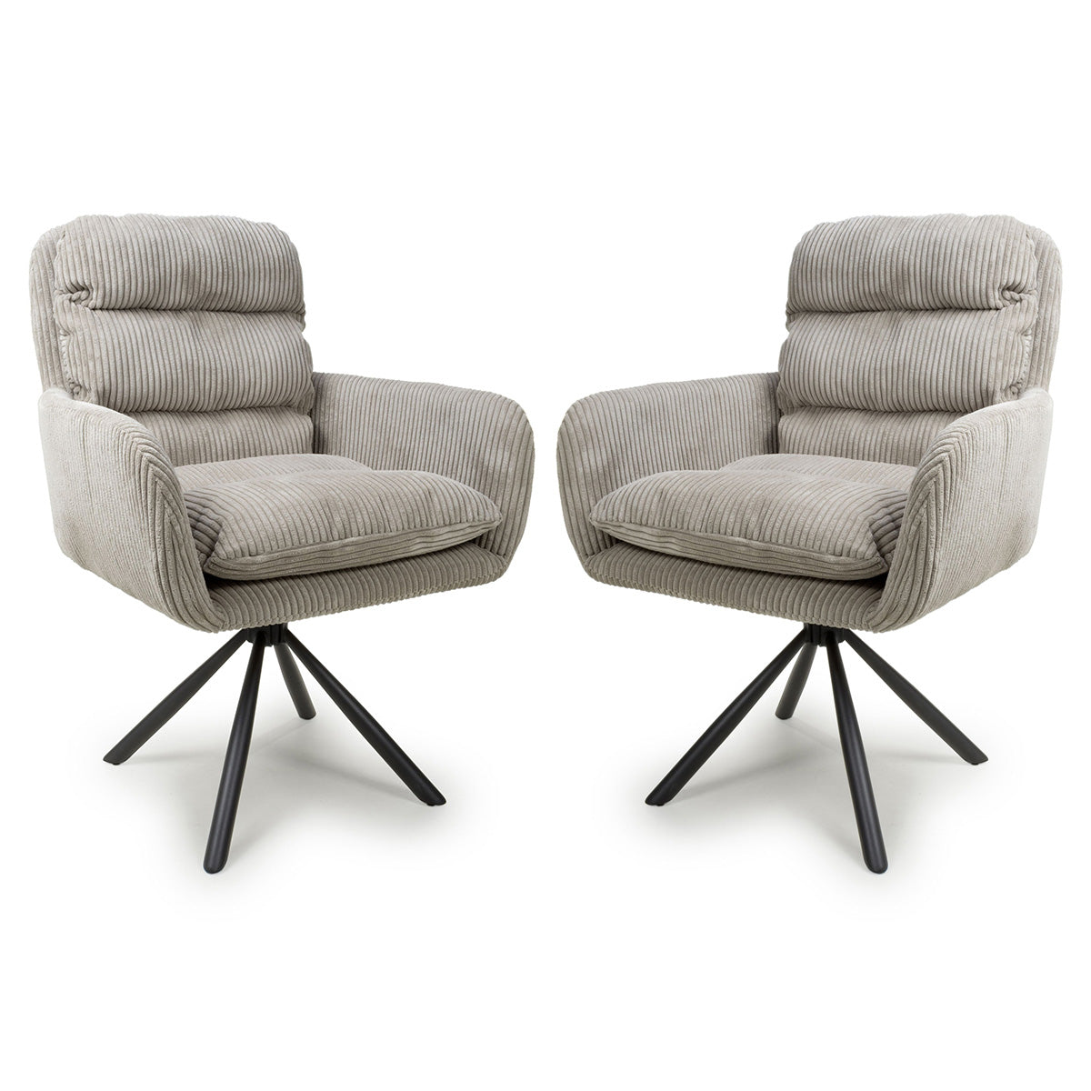 Corduroy Fabric Dining Chairs in Set Of 2 With Swivel Function - Cassidy