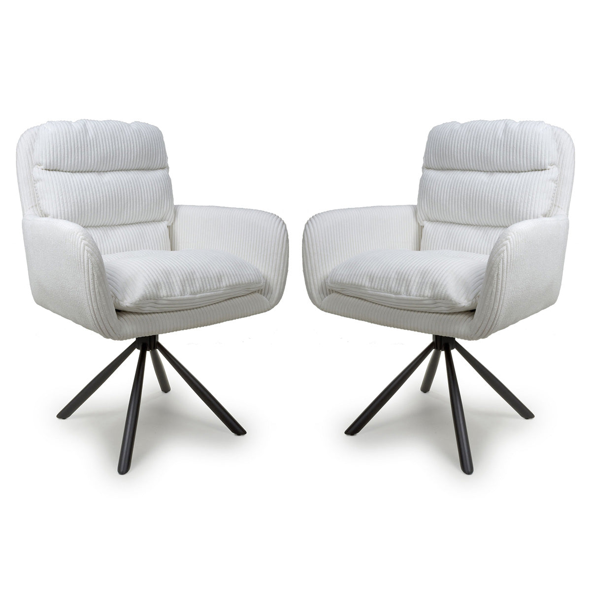 Corduroy Fabric Dining Chairs in Set Of 2 With Swivel Function - Cassidy