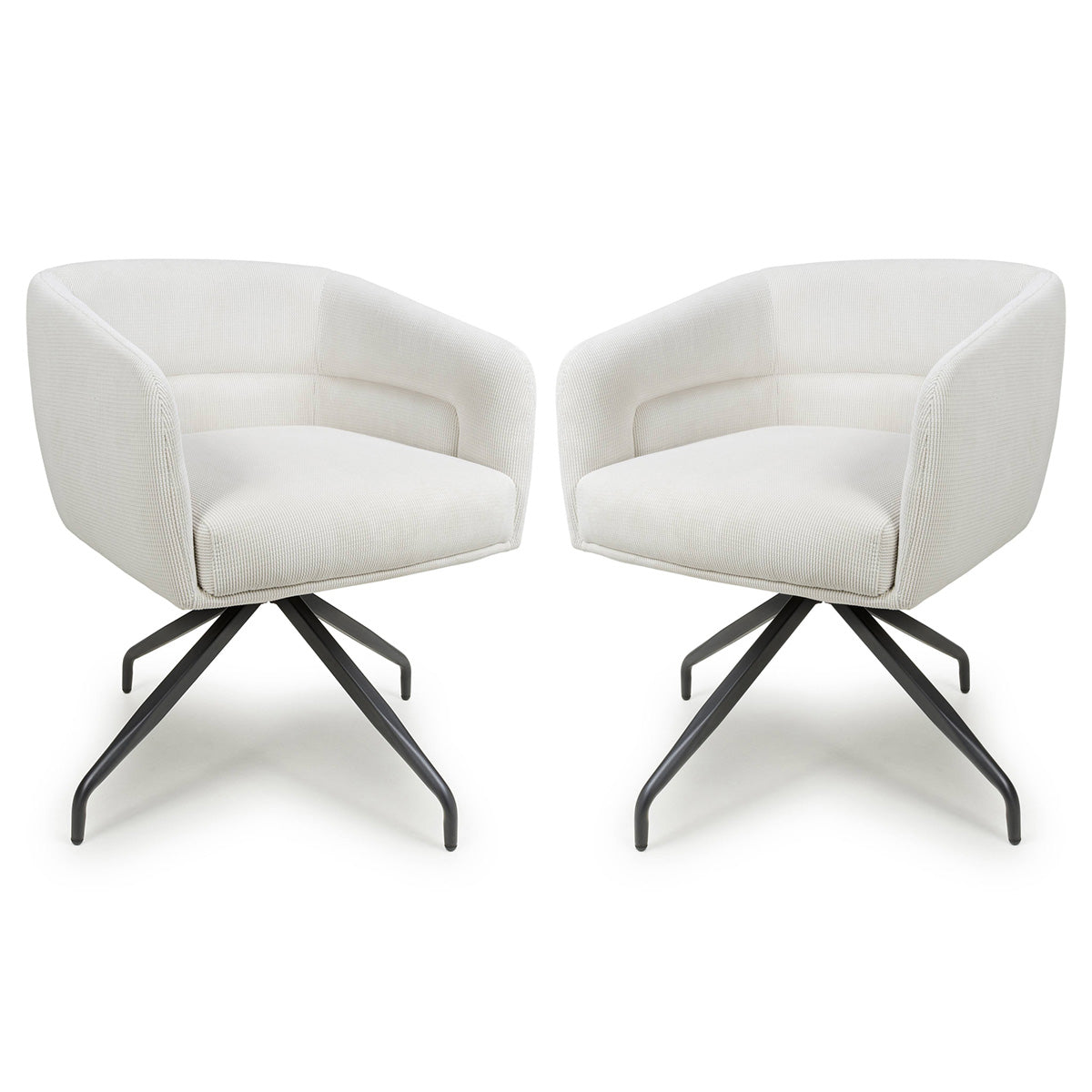 Corduroy Fabric Dining Chairs in Set Of 2 With Swivel Function - Artemis