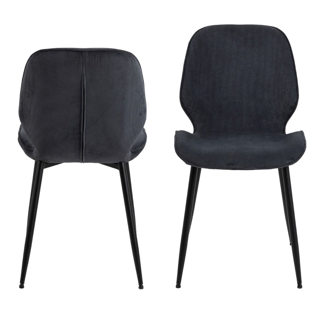 Corduroy Fabric Dining Chairs in Set of 4 - Femke