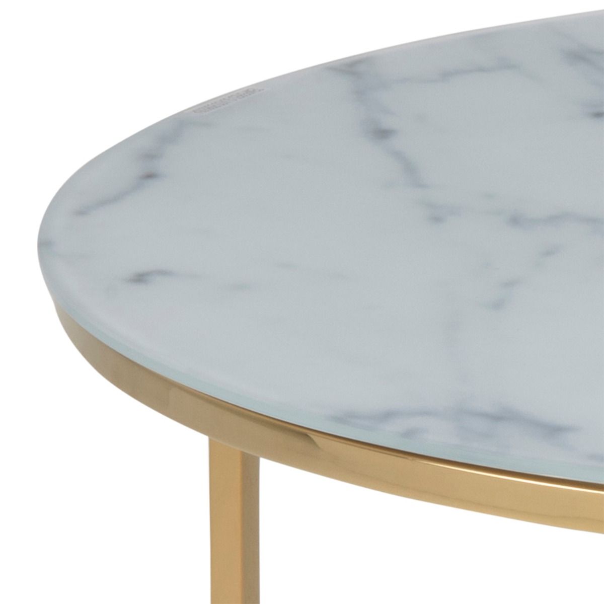 Crystal Clear Marble Effect Glass Top Coffee Table Round - Alisma