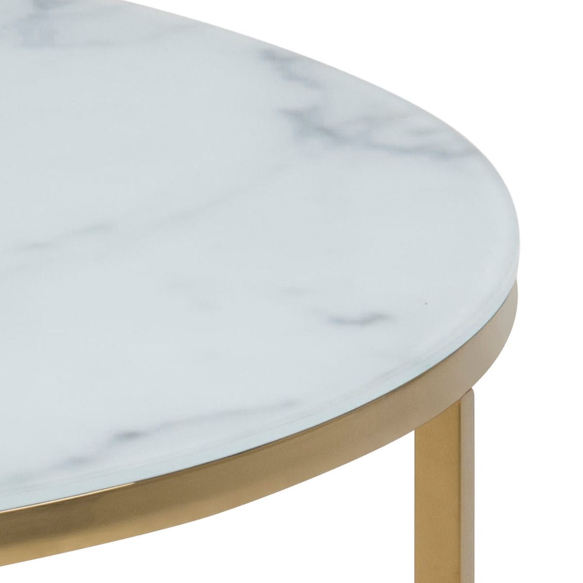 Crystal Clear Marble Effect Glass Top Coffee Table Round With Shelf - Alisma