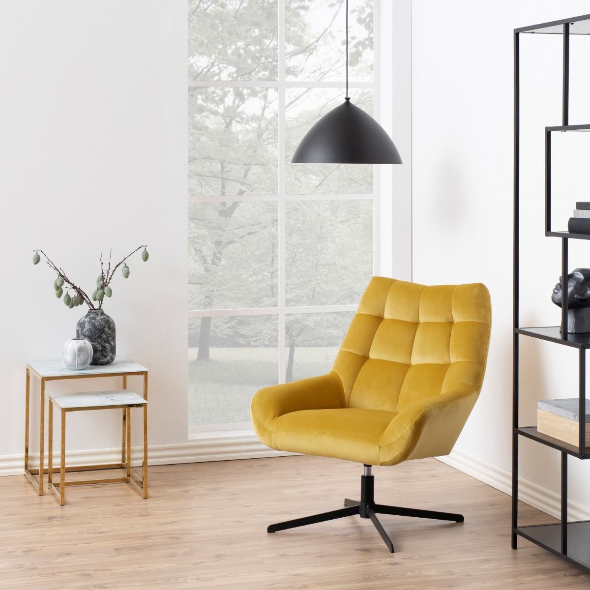 Crystal Clear Marble Effect Glass Top Nest Of 2 Tables - Alisma