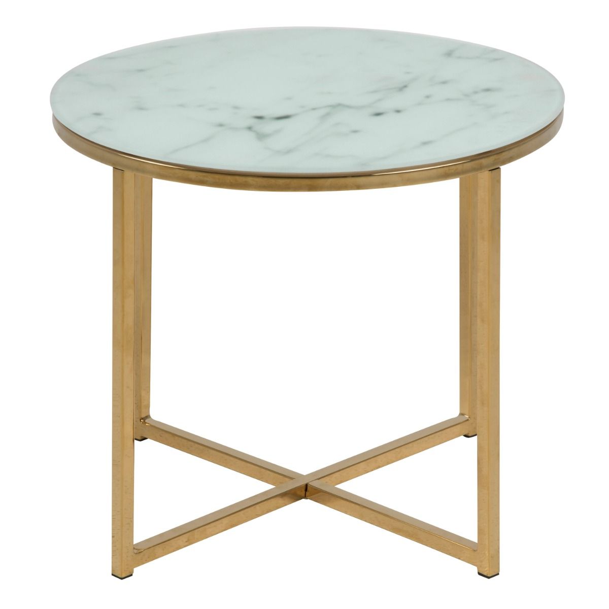 Crystal Clear Marble Effect Glass Top Side Table Round - Alisma