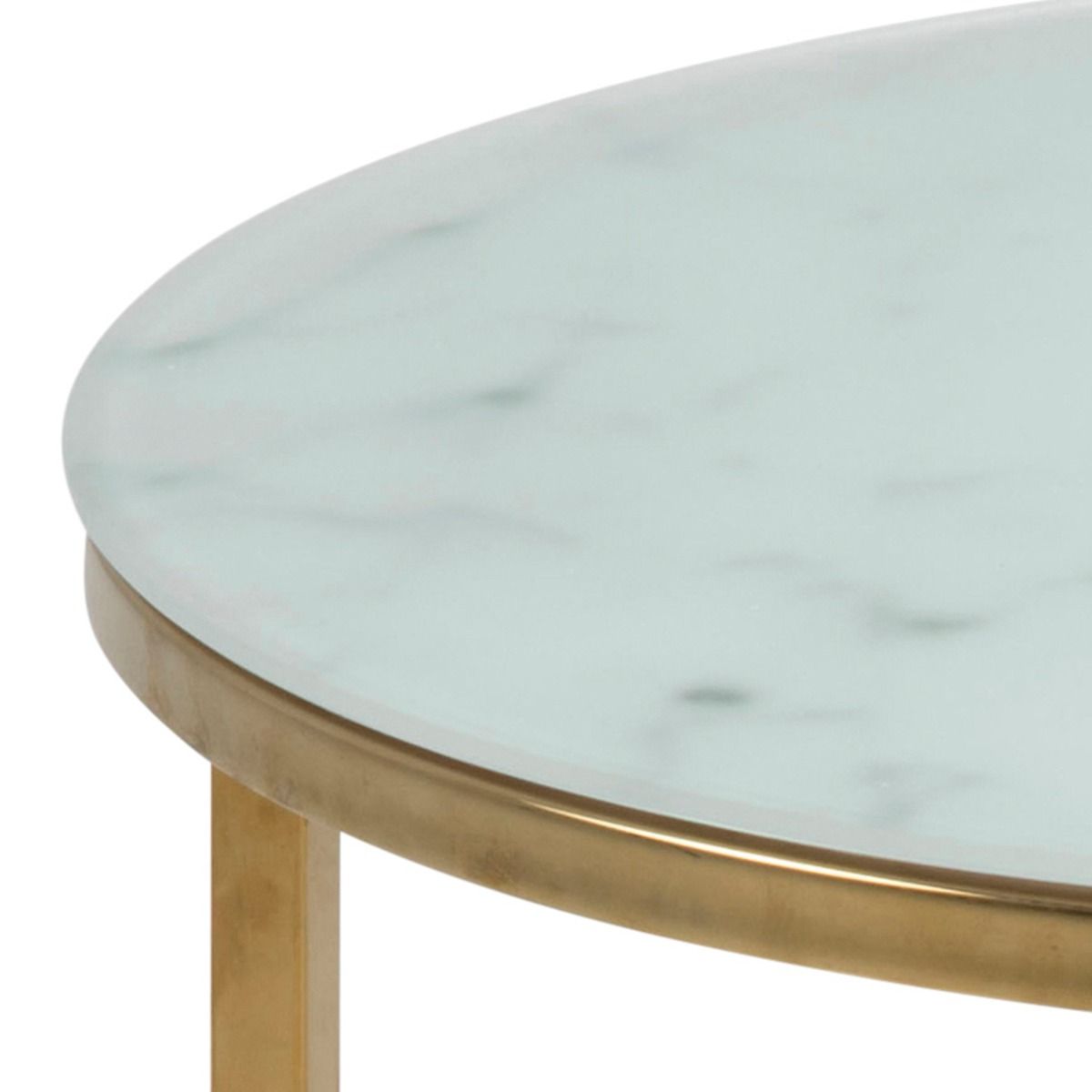 Crystal Clear Marble Effect Glass Top Side Table Round - Alisma