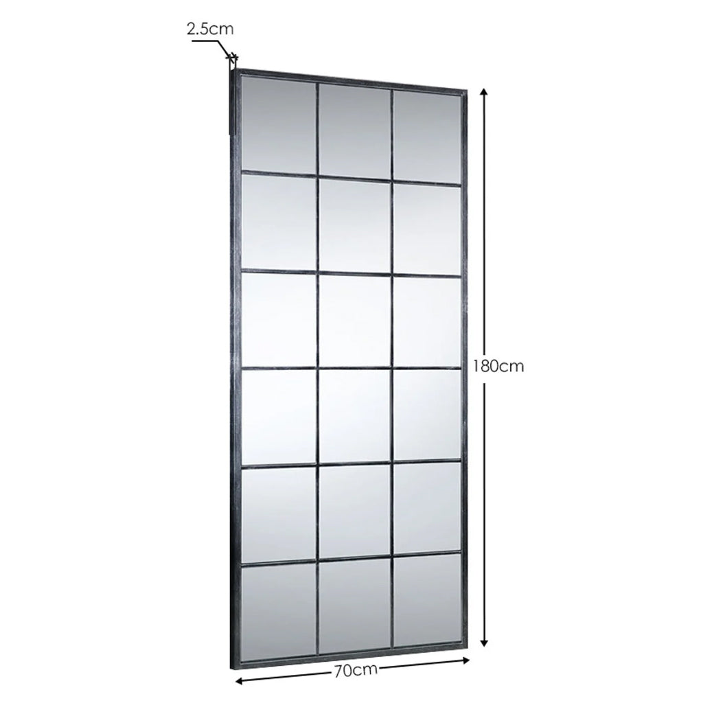 Dressing Mirror in Window Design Large With Metal Frame - Somma