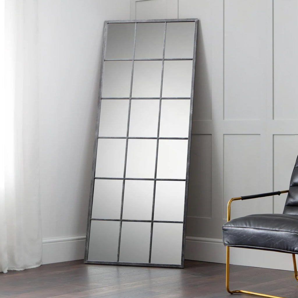 Dressing Mirror in Window Design Large With Metal Frame - Somma